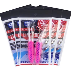 5pks Pink 4.5" Fishing Ling Cod Rig Twin Bulb Squids Rockfish Lure Fish WOW!® - Imagen 1 de 7