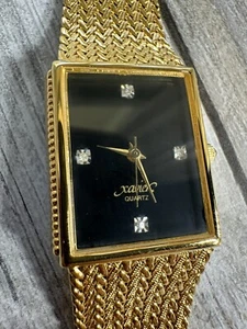 Vintage Xavier Quartz Men's Watch Masterpiece Diamond Swiss 80's Gold Plate Mint - Picture 1 of 11