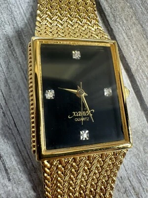Vintage Xavier Quartz Men's Watch Masterpiece Diamond Swiss 80's Gold Plate Mint - Image 1 of 4