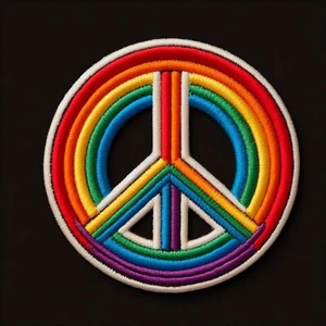 Peace Sign Patch Iron-on Applique World Peace, Rainbow, Hippie Badge, Flower - Picture 1 of 12