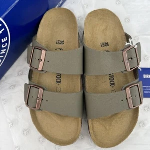 Birkenstock Arizona Stone Birko-Flor Natural Leather Unisex Sandals Size 37-45 - Picture 1 of 8