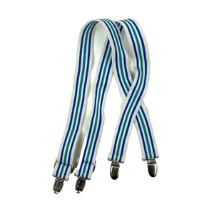 Tirantes ajustables elásticos vintage azules verdes a rayas para niños - Imagen 1 de 4