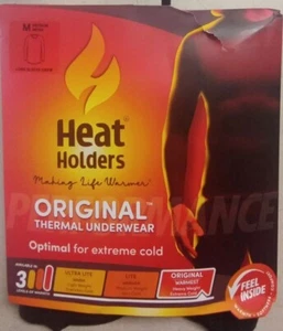 Heat Holders Men's Long Sleeve Crew. Thermal Underwear Original Black Medium. - Picture 1 of 4