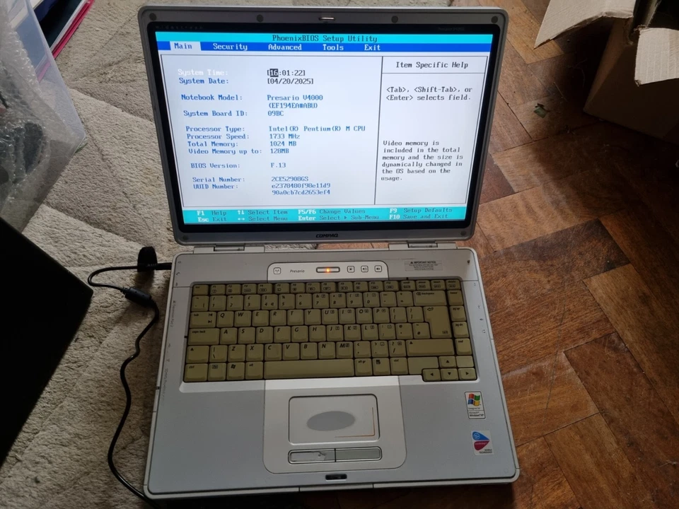 Compaq Presario V4000 laptop - working but with faults - Image 1 of 3