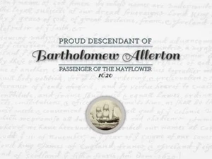 Bartholomew Allerton - Mayflower Pilgrim Commemorative 8x10 print certificate - Picture 1 of 2