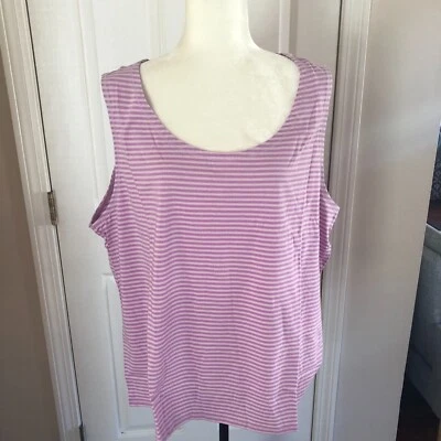 Camiseta sin mangas Jill para mujer Plus a rayas cuello redondo elástica - FOXGLVSTRP TALLA: 3X Foto 1 de 4