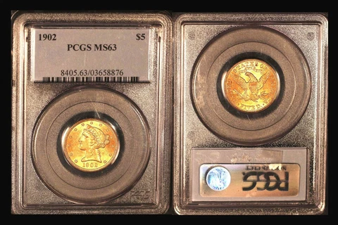 1902 $5 PCGS MS 63 - Half Eagle Cover