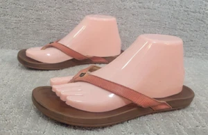 Olukai Hi'ONA-W Womens Size 9 Peach Leather Comfort Slip On Flip Flop Sandals - Picture 1 of 8