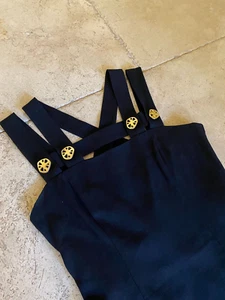 Vintage 1990s Jessica Howard Bandage Strappy Gold Button Black Maxi Dress 6 Chic - Picture 1 of 13