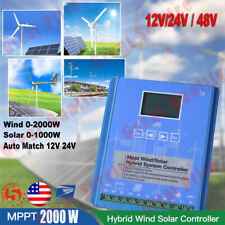 Generador de turbina eólica pequeña CA 24 voltios 400 W molino de viento  económico con controlador MPPT para sistema híbrido solar eólico 6.6 ft/s