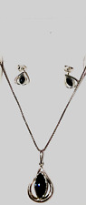 Womens Stunning Stamped 925 Natural Blue Sapphire Necklace And Earrings 