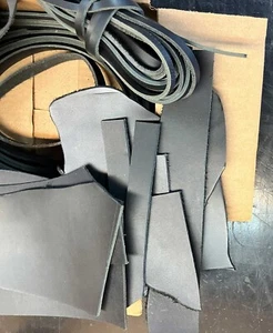 Black Veg Tan Leather Remnants Strips Pieces Approx. 5 lbs Small Projects Repair - Picture 1 of 7