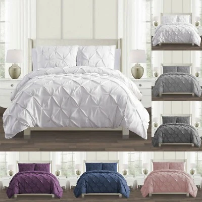 NIGHT NEST Pintuck Duvet Cover Quilt Bedding Sets with Pillow Cases Double King Bed Size