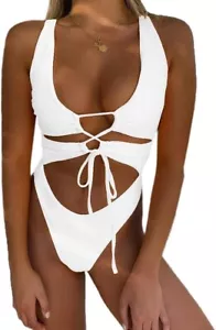 CHYRII Women's Sexy Cutout Lace Up Backless High Cut One Piece Swimsuit Monokini - Picture 1 of 14