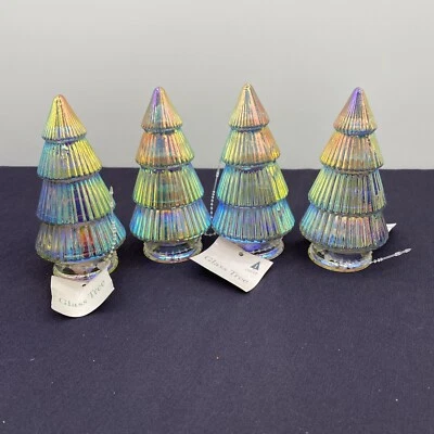 Set Of 4 Crescent Glass  Christmas Tree Decor 4” New Holiday - Image 1 of 4