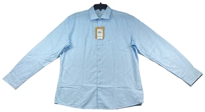 Camisa social masculina Bar III tamanho grande slim fit azul estampa coral algodão orgânico nova - Imagem 1 de 4