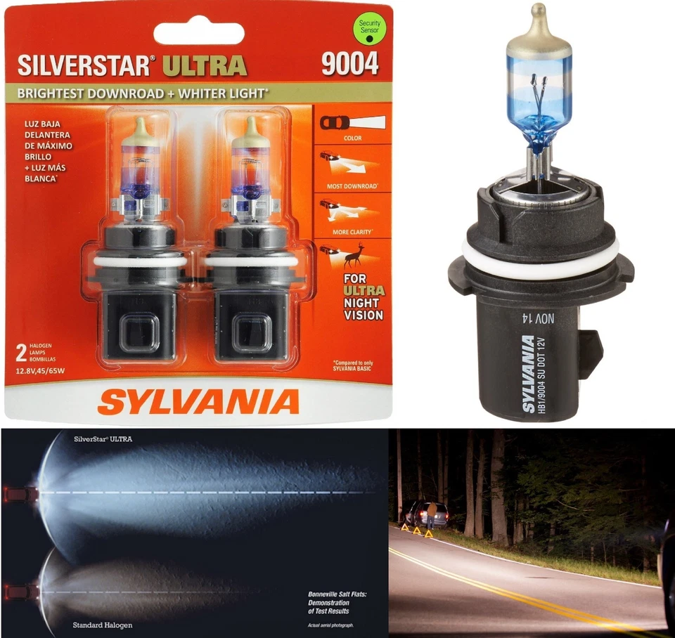 Sylvania SilverStar Ultra 9004 HB1 65/45W Two Bulbs Head Light Replacement Stock — 第 1/4 张图片