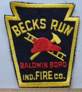 BECKS RUN BALDWIN BORO FIRE DEPT PENNSYLVANIA FABRIC PATCH - Picture 1 of 1