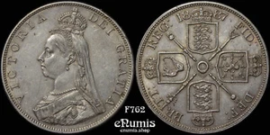 Great Britain, Victoria, Double Florin 1887, Roman I, XF-UNC/aUNC - Picture 1 of 7