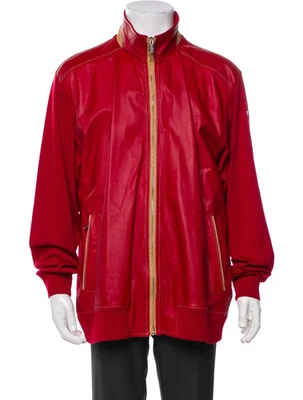 Paul & Shark Red Wool Windbreaker Jacket XXL Italy Lamb Leather Trim "Excellent" - Image 1 of 4