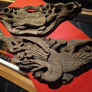 Antiguo Santuario Japonés Decoración 17.9 pulgadas Ancho Escultura de Mano Grulla Tortuga - Imagen 1 de 8