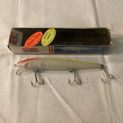 Vintage Saltwater Rebel Sinker Famous Minnow 5.5” White/yellow/red IN BOX - Image 1 of 4