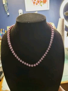 Beautiful Faux Pearl Necklace and Earring Set purple Tone - Picture 1 of 7