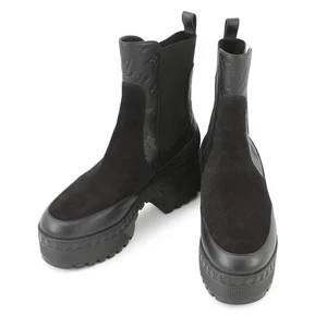LOUIS VUITTON Laureate Boots Size 38 Monogram Empreinte Leather/Suede Black ... - Picture 1 of 16