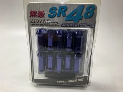 Muteki SR48 Extended Open Ended Wheel Tuner Lug Nuts Chrome Purple 12x1.5mm - Image 1 of 3