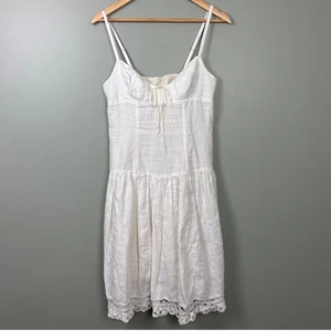 Rebecca Taylor White Linen Milkmaid Dress Sleeveless Mini sz 2 XS Natural Fibers - Picture 1 of 10