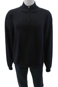 Bloomingdales The Mens Store Mens Wool Zipped Mock Neck Sweater Blue Size XXL - Picture 1 of 5