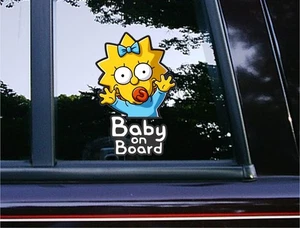 Baby on board Maggie Car Decals The Simpsons Vinyl Bumper Waterproof Stickers - Picture 1 of 3