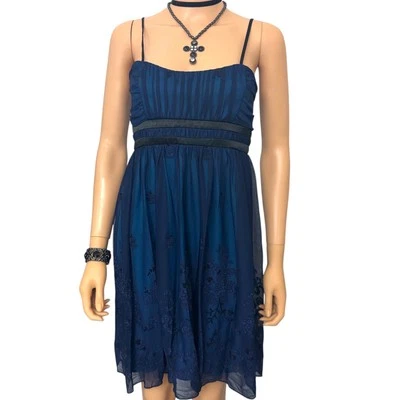 Jodi Kristopher Dress Sz M Navy Babydoll Y2K Romantic Fairy Glam Cocktail Grunge - Image 1 of 4