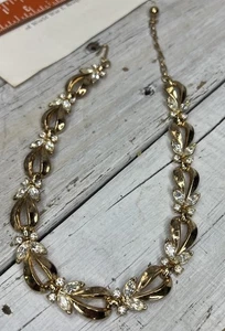 Vintage signiertes TRIFARI goldfarbenes & Strass Halsband Halskette 15 Zoll lang 💛 - Bild 1 von 24