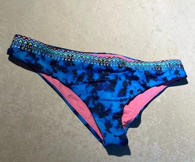 Mini parte inferior de biquíni feminina rosa azul preto roxo/bordado tamanho XS/TP seminovo  - Imagem 1 de 4