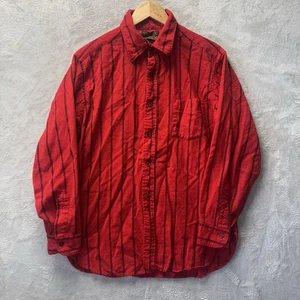 VTG 80s Pendleton Virgin Wool Striped Flannel Long Sleeve Shirt Red/black XL** - Picture 1 of 10