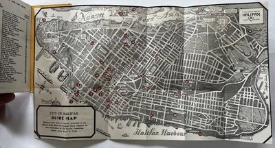 Halifax Canada 1951 Tourist large folding pocket map booklet w/ b & w photos - Image 1 of 4