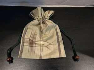 Cartera de tela reversible con cordón hecha a mano de colección usada en excelente estado - Imagen 1 de 5