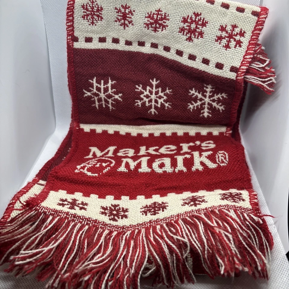MAKER'S MARK Bourbon Scarf One Size 68” Adult Fringed Knit Winter Red Christmas - Image 1 of 1