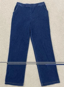 Pantalones L.L.Bean Mujer Medianos M Azul Oscuro Tejido Denim Elastizado Pierna Recta - Imagen 1 de 9