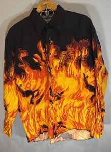 Vintage Wrangler Shirt Mens XL Western Brushpopper Flame Rodeo Pearl Snap Cowboy - Picture 1 of 6