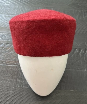 Sombrero pastillero vintage rojo borgoña de lana para mujer talla única Foto 1 de 4