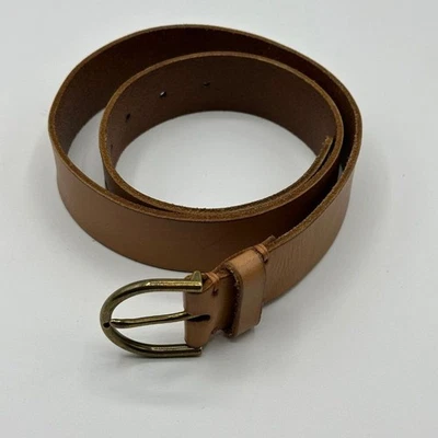 American Eagle Women's Brown Leather Brass Buckle Belt Size Small - Image 1 of 4
