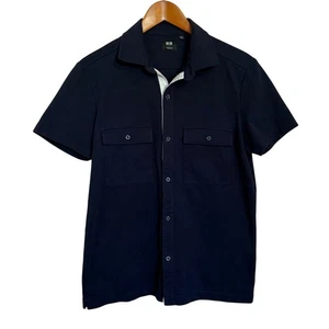 Uniqlo x Theory Button Up Shirt Men Med Navy Blue Preppy Office Work Minimalist - Picture 1 of 8