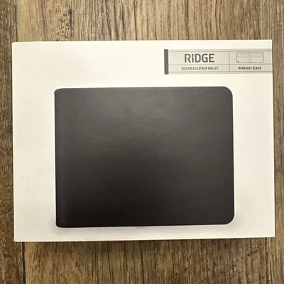RIDGE Billetera Grano Completo Cuero Billetera Estuche para Tarjetas Negro Medianoche Bloque RFID NUEVO Foto 1 de 4
