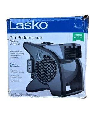 Lasko Blower Fan 11.25" 120V 3-Speed High Velocity w/ Handle, Power Outlets Gray - Image 1 of 4