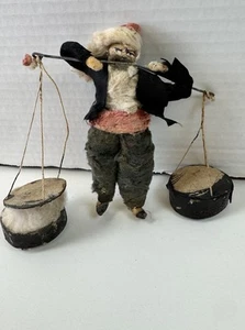 Primitive Man Folk Art Doll Vintage-Handmade-7” Tall Worker/ Laborer Rare - Picture 1 of 10