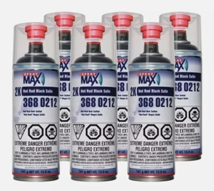 SprayMax 3680212 2K Hot Rod Satin Black Aerosol 12 oz. each (6 Pack) - Picture 1 of 1