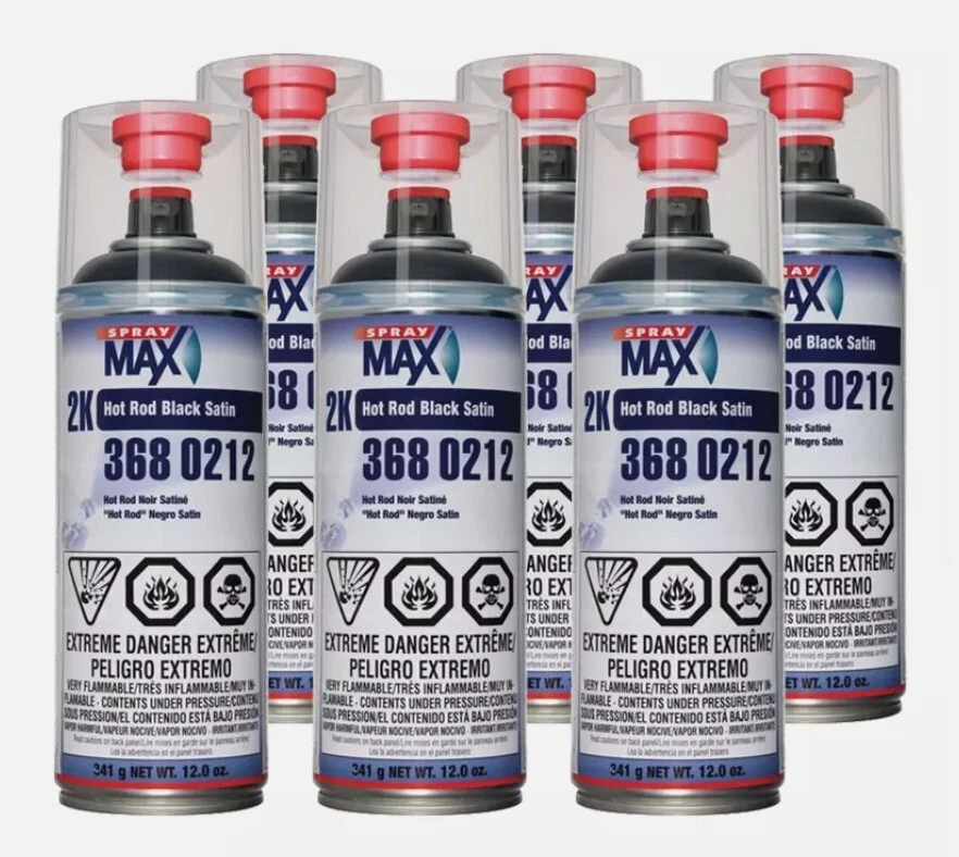 SprayMax 3680212 2K Hot Rod Satin Black Aerosol 12 oz. each (6 Pack) - Image 1 of 1