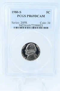 1980-S PCGS PR69DCAM Jefferson Nickel Proof 5C - Picture 1 of 2